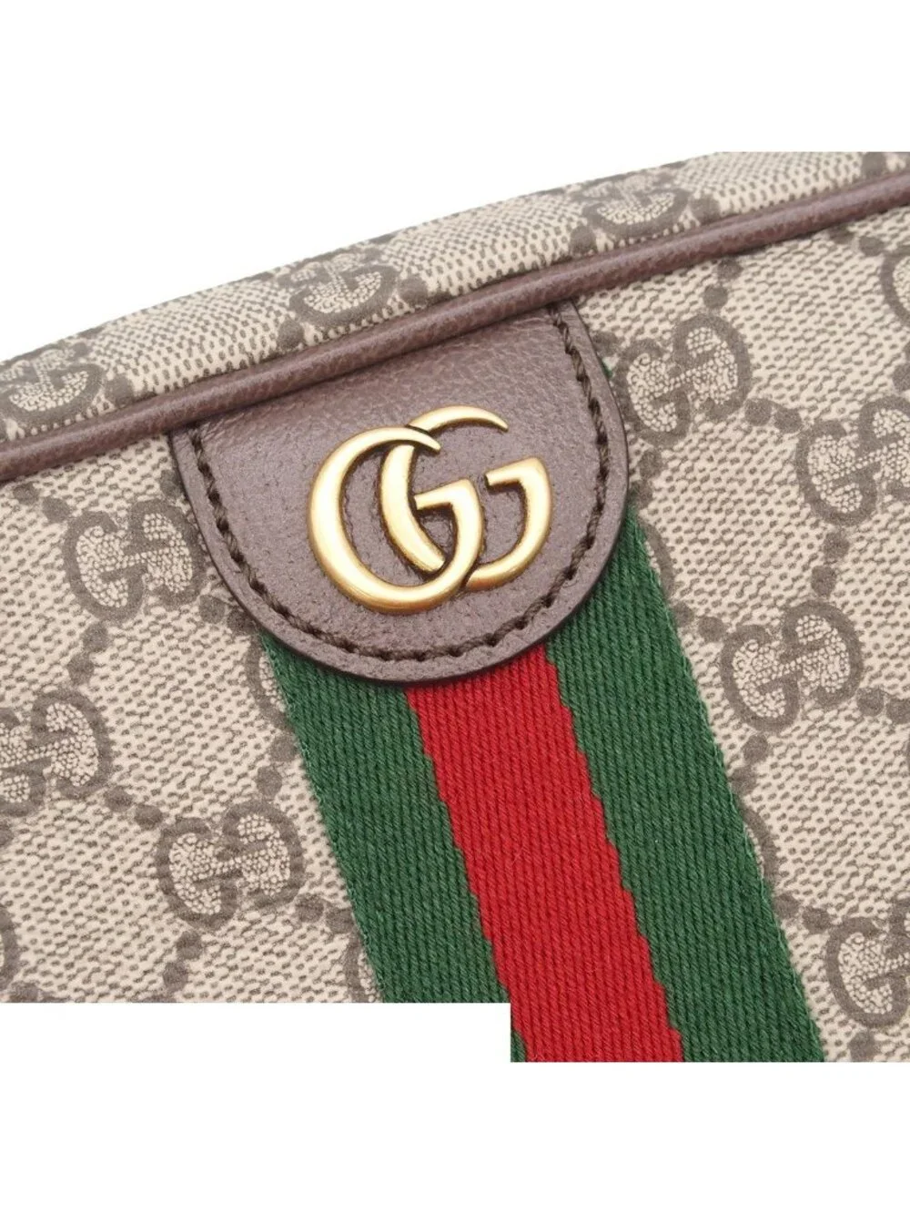Gucci Ophidia Small Cross Belt Bag ‎ Beige Dark Brown GG Supreme Canvas 2-Way